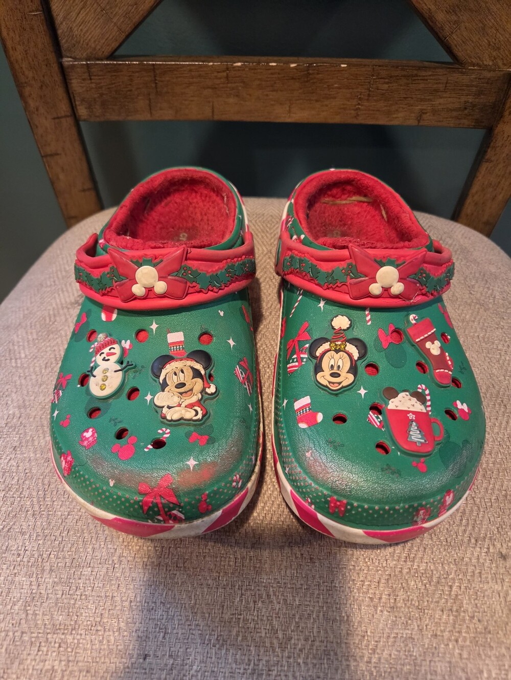 Kids Disney Christmas Crocs- Green & Red - Size 3
